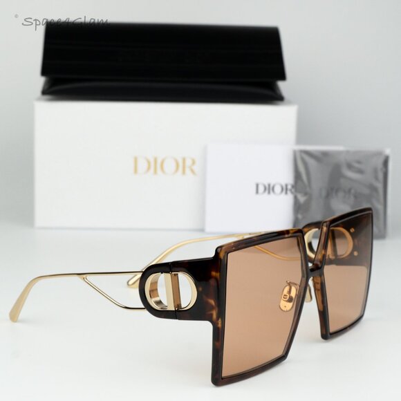 NEW Dior 30MONTAIGNE SU CD40030U 53Y 26L0 Havana Brown Women Square Sunglasses